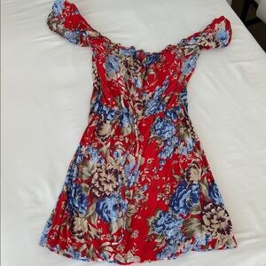 Auguste The Label Texan Bloom Red and Blue Floral Mini Dress 6